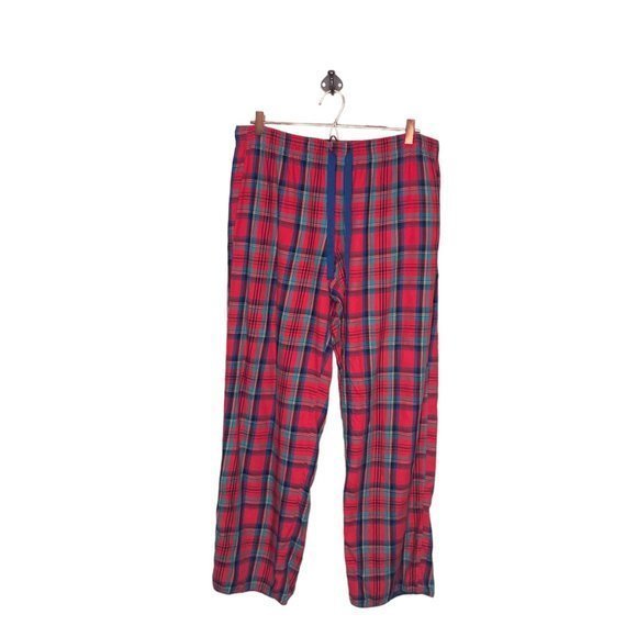 Victoria's Secret‎ Large L Long Red Blue Cotton Modal Tartan Plaid Pajama Pants - Picture 2 of 5